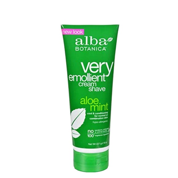 Aloe Mint Alba Botanica Very Emollient Cream Shave Cool Conditioning Vegan Tube - Picture 1 of 2